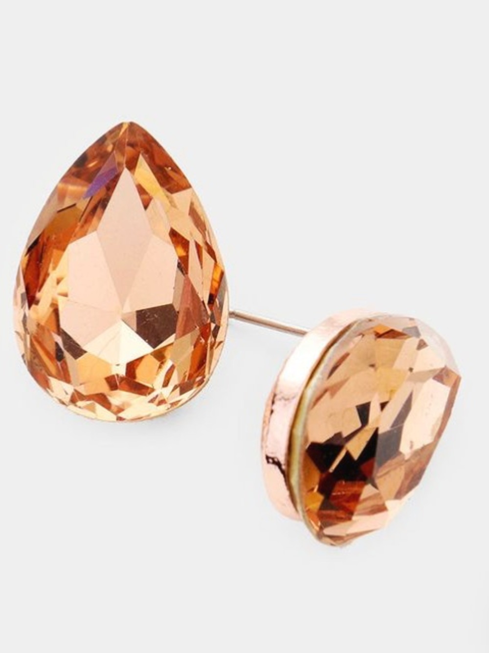 Champagne Teardrop Crystal Stud Earrings - Women Jewelry